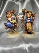 Hummel Apple Tree Girl & Boy HUM 141/142 3/0 TMK5 Set 4” M.I. Hummel Figurines