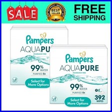 Pampers Aqua Pure Baby Wipes 392 Ct 2-Pack Ships from USA