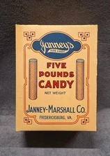 Antique Janney-Marshall Co. Janney's Pure Candy Box - 5 Lbs. Stick Candy Box 