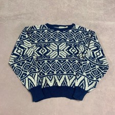 Vintage Knitted Jumper Abstract Patterned Knit Sweater Women's M 12-14 