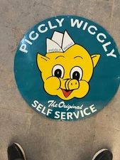 PORCELIAN PIGGLY WIGGLY ENAMEL SIGN SIZE 30X30 INCHES DOUBLE SIDED