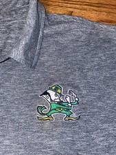 Notre Dame Fighting Irish CHAMPION Athleticwear Mens Large Polo Shirt Blue EUC