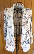 Michel Ivory Floral Jacket 3/4 Sleeve Size M