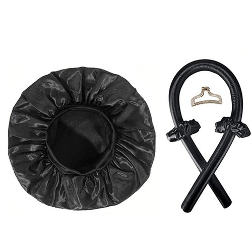 No Heat Hair Curler & Satin Sleep Cap Set Heatless Curling Headband & Clip - Picture 9 of 18