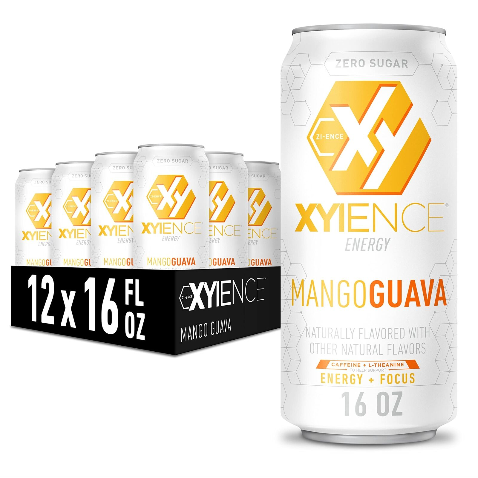 Xyience Energy Drink Mango Guava 16Oz Pack of 12 Low Calorie Aspartame Free