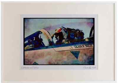 496069 F 14 Pilot Salutes Prior To Launch Watercolour Picture Frame Ltd Ed A3