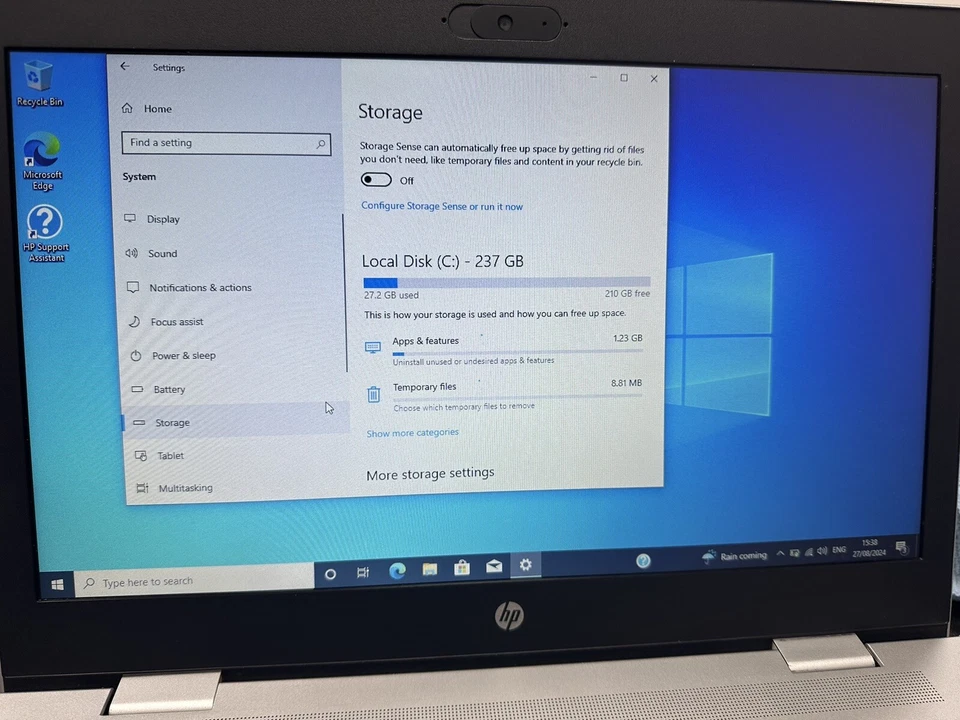 HP Laptop Ryzen 3 Pro AMD ProBook 645 G4 8GB RAM 256GB SSD Windows 10 Laptop - Image 3 of 4