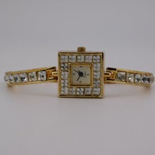 Yves Rocher Crystals Inlay Quartz Analog Women's Watch Sz. 6 1/2" New Battery