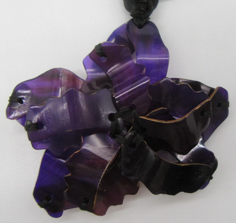 MARNI blue horn flower statement pendant necklace - image 2 of 3