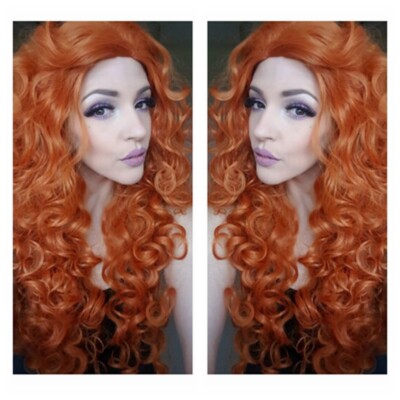 Long Deep Curly Orange Wigs Cosplay Anime Wigs Costume Wigs for Halloween Party