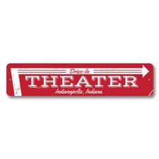 Drive-In Theater Arrow Sign, Personalized Cit...