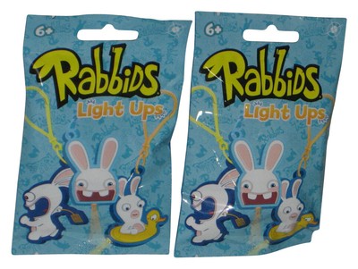 Raving Rabbids Light Ups Clip-On Dangle Full Sculpt Figure Keychain Lot - (2 Bli