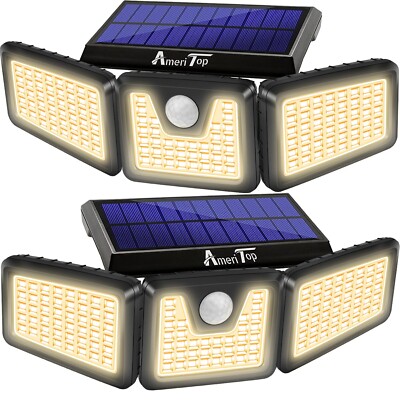 AmeriTop Solar Lights Outdoor, 2 Pack 233 LED High AmeriTop Solar Lights Outdoor, 2 Pack 233 LED High