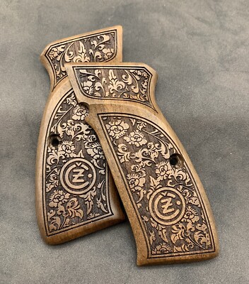 CZ 75, CZ 75B, CZ 75 SP-01 Wood Grips. Turkish Walnut Wood. Floral
