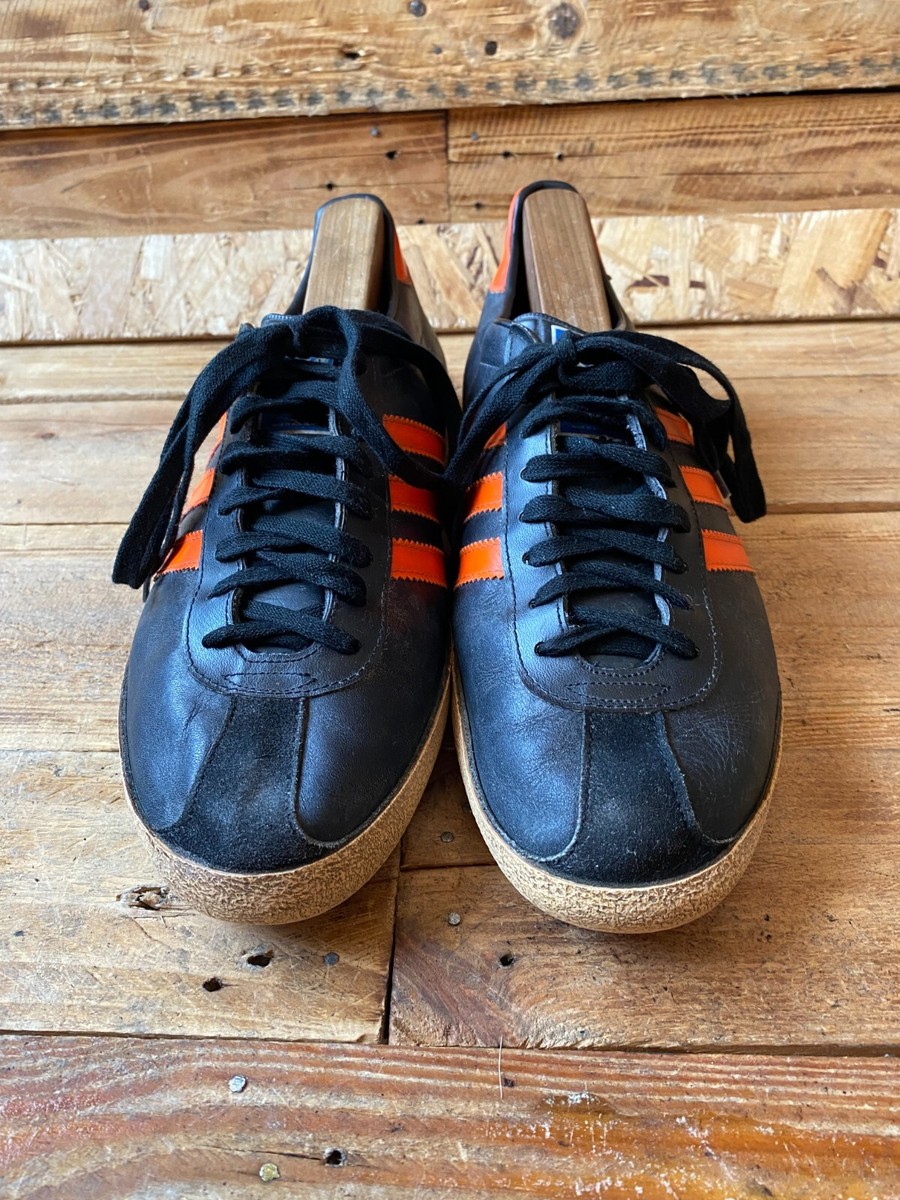Vintage 80's adidas bamba black leather low-top sneakers uk us