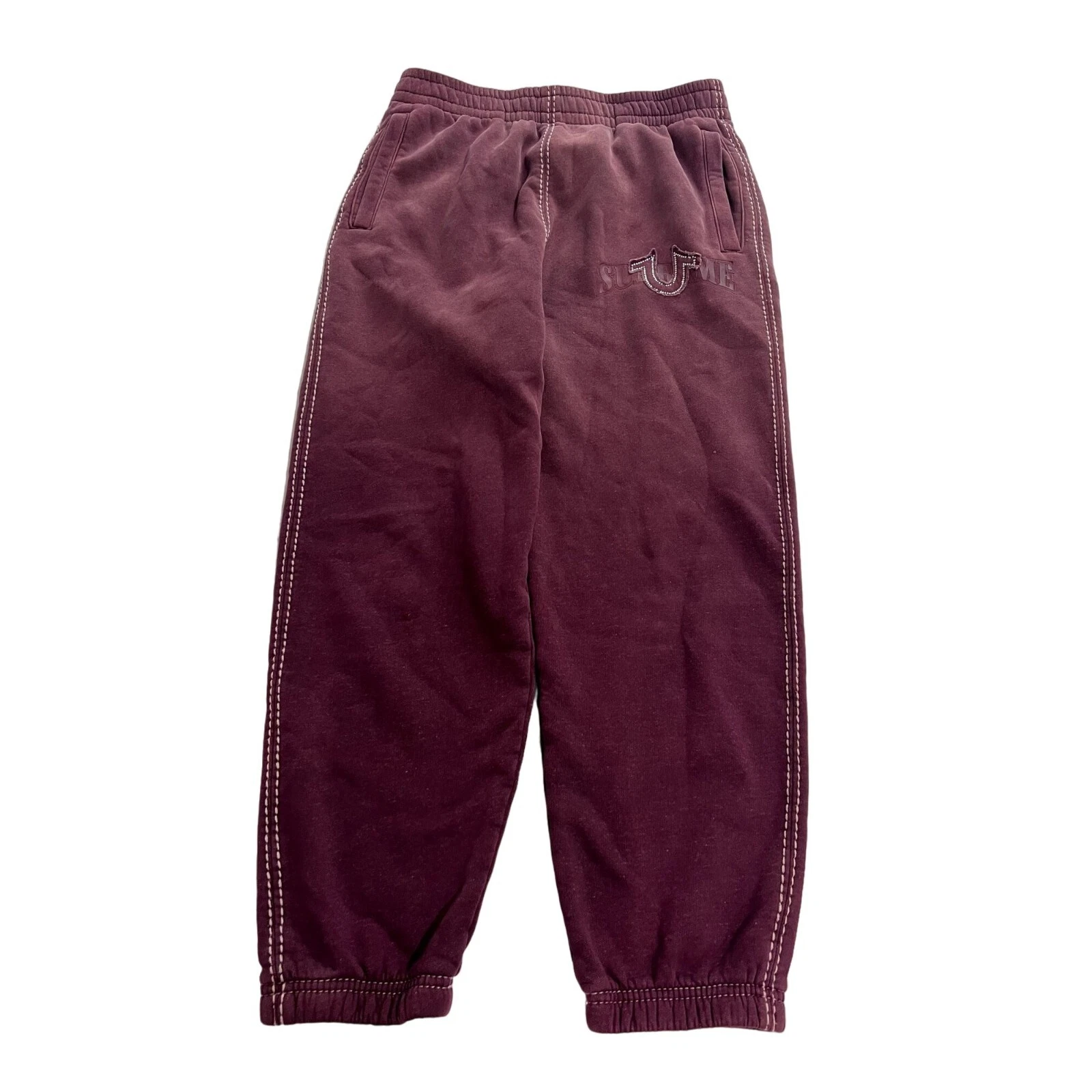 Pantalon de survêtement Supreme x True Religion rouge aubergine neuf sans étiquette