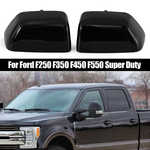 Gloss Black Mirror Cover Cap Set For 2017-2022 Ford Super Duty F250 F350 F450
