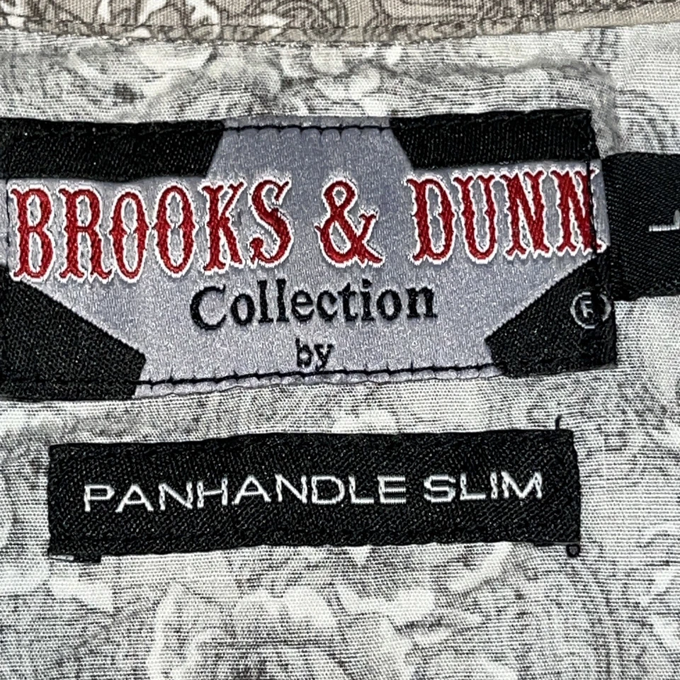 Camisa Brooks Dunn Panhandle Delgada Perla A Presión GRIS ROSAS FLORALES Western Rodeo Para Hombres Foto 2 de 4