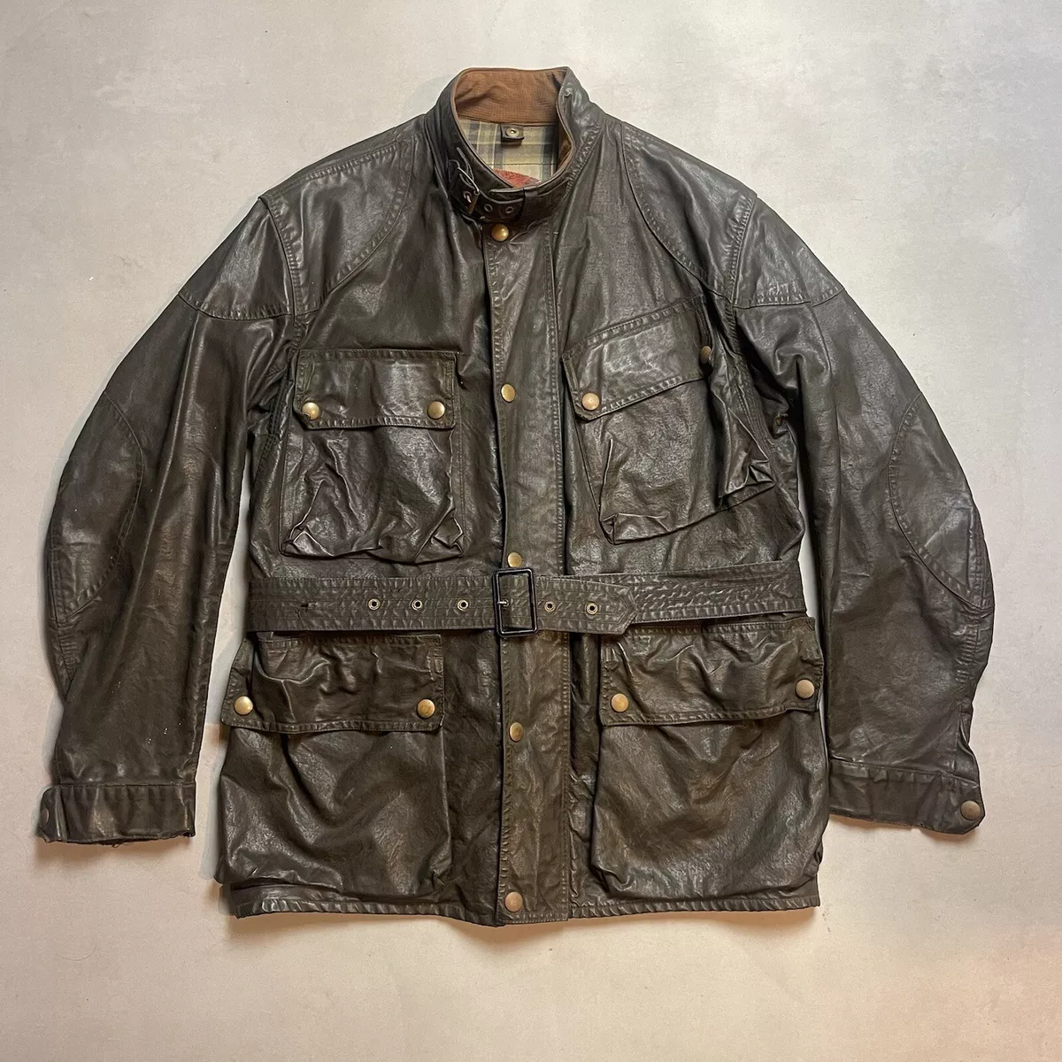 Vintage 50s Belstaff Trialmaster Waxed Cotton Motorcycle Jacket Lightning Zipper