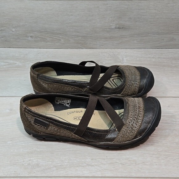 Mocassino Keen donna Contour Arch slip on Mary Jane scarpe zoccoli in pelle taglia 7