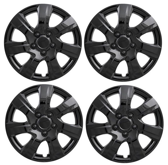NEW Gloss BLACK 16 Hubcaps Wheelcover SET For 2010 2015 Mazda 3 For 