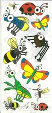Bugs Insects Bee Butterfly Grasshopper Ladybug Fly Stamping Station Stickers