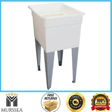 MUSTEE Laundry Tub Plastic Single White Basin Utility Sink Bowl 18 in. x 24 in.