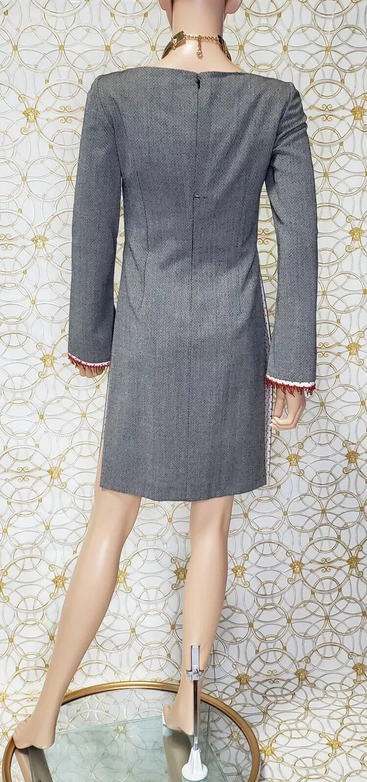 Gianni Versace tunica vintage grigia lana e cotone 38 4*