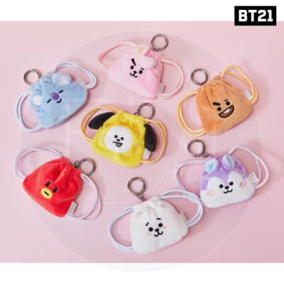 BTS BT21 Official Authentic Goods BIG & TINY String Backpack Keyring + Tracking#