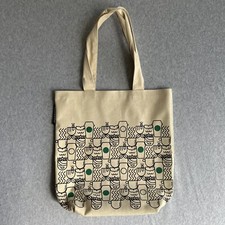 Starbucks 2017 Canvas Travel Tote Bag With Lining - Siren Coffee Mug Cup Print