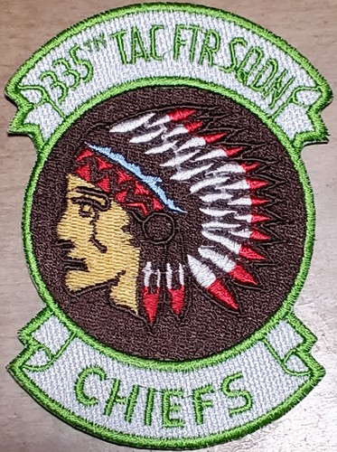 Air Force USAF 335th Chiefs Tactical Fighter Squadron couleur 4" patch vol vintage - Photo 1 sur 2