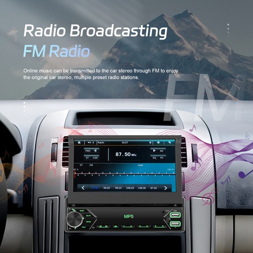 Single 1DIN Car Stereo Radio Flip out Touch Screen Bluetooth 7'' Car MP5 Player - Picture 6 of 17