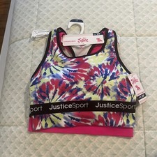 Justice Sport Girls Pink Green  Blue Tie Dye 2-Pack Sports Bra Active Wear