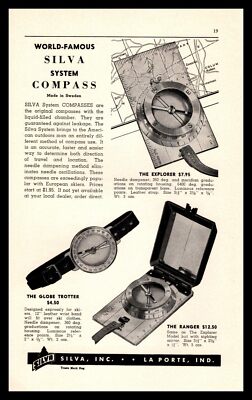 1950 Silva Inc. La Porte Indiana Made In Sweden Silva System Compass Print Ad