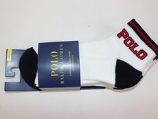 NEW RALPH LAUREN Men's Socks 3 Pairs One Size White Logo CLASSIC SPORT Ankle