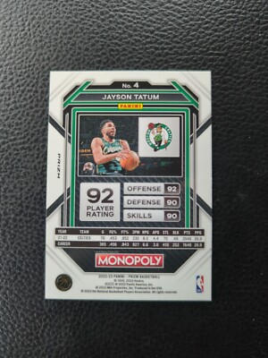2022-23 Prizm Monopoly Jayson Tatum BLACK ICON SSP #4 Boston  display picture 1