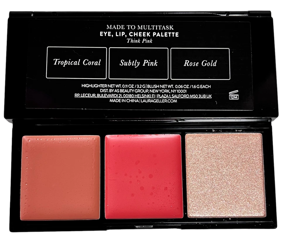 Laura Geller Made to Multitask Eye Lip Cheek Palette THINK PINK 3 Shades New - Image 2 of 4