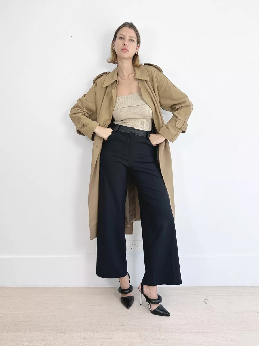 Oroton Twill Weave Trench in Brunette Size 8