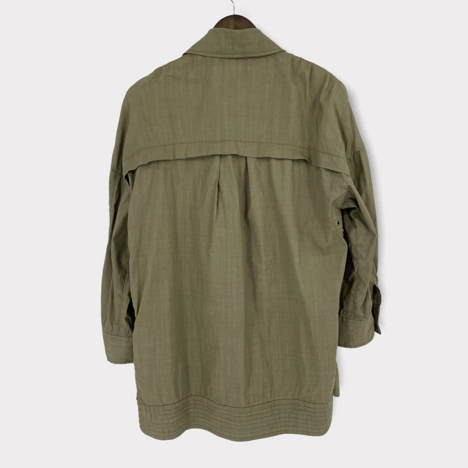 Maje Olive Green Asymmetric Zipper Crepe Oversized Jacket Size 36 US 4 - Image 2 of 4