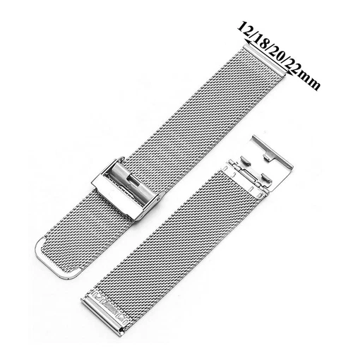 Watch Strap Loop Bracelet Watch Chain Watch Band Mesh 12-22mm Stainless Steel.. - Picture 9 of 14