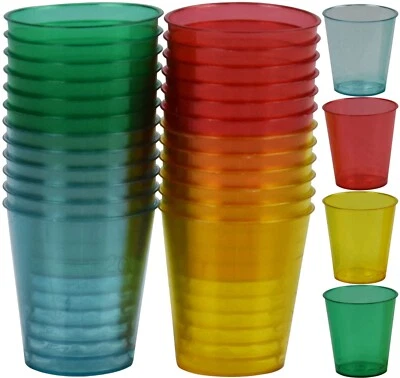 CATERGOLD Plastic Shot Drinking Glasses Neon Party Bar Games Drink 25ml REUSABLE
