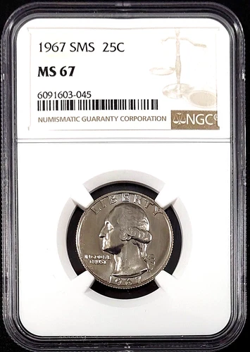 1967 SMS Washington Quarter certified MS 67 by NGC!