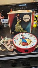 ATC Tambourine Spanish Dancer Tin Litho Toy Tambourine NOS JAPAN