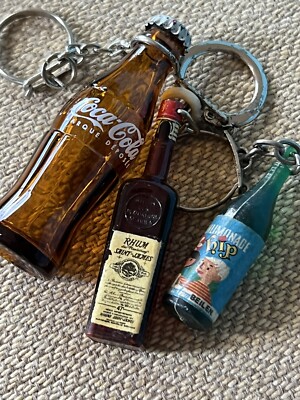 Vintage Keychain Souvenir Bottles Rum Cola Juice