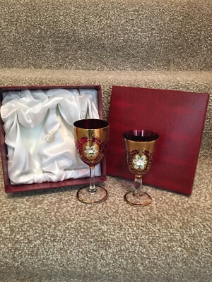 his & hers Rubin Weinglas Set, Idee zum 40. Hochzeitstag