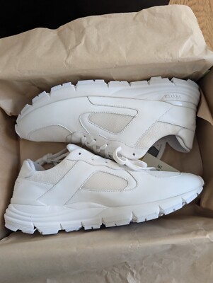 Rare Clae Edwin - all white vegan leather with Vibram sole - 11.5