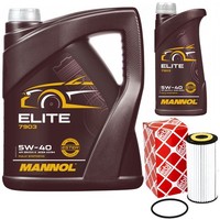 MotoröL Set Mannol 5W40 API SN / CH-4 6 Liter + ÖLfilter FüR Audi Seat Skoda VW