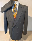 Princeton Custom Tailor Double Breasted Suit Blue Herringbone 42R Pants 32 x 30