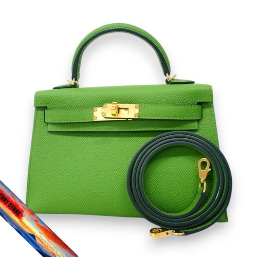 Hermès Mini Kelly 2 Vaux Epson Vert Yucca Gold Handbag
