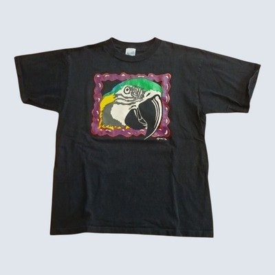 Vintage 1992 Rainforest Rescue Campaign TShirt L USA Single Stitch Parrot Gillen